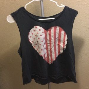American Eagle Heart Flag semi crop tank